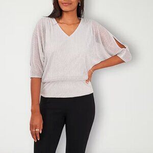 MSK | Tops | Msk Womens Large Long Sleeve Clipdot Smockedcuff